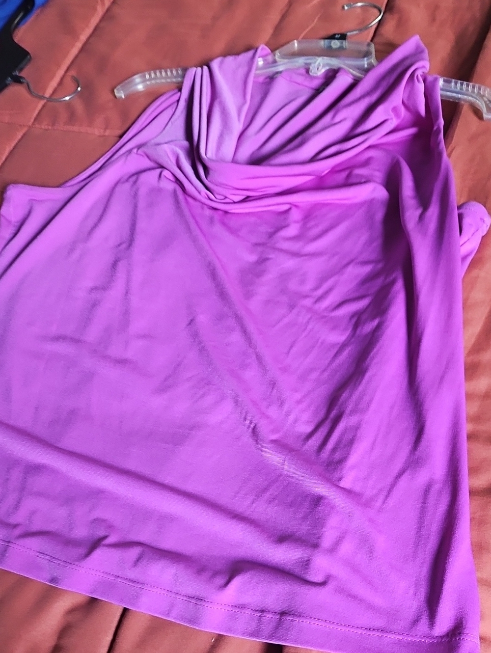 Sleeveless Cowl Neck Top in Bright Lavender Pink